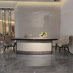 Angled Top Dining Table with Diamond-Quilted Leather Pedestal and Gold Inlay